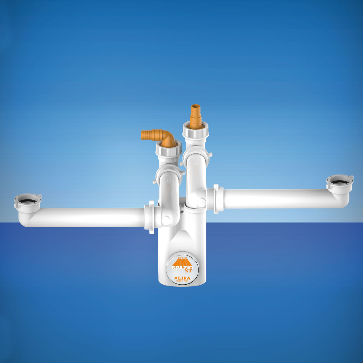 Sifone Lira Spazio 2 Per Lavelli A Due Vasche - Acciaio Inox, Salvaspazio - Foto 10